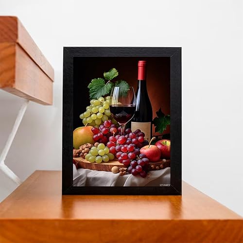 Miniatura 3 de IZTAWEY Lienzo decorativo para pared de cocina rústica, vino tinto y frutas de primera calidad para decoración de pared, impresiones de pintura