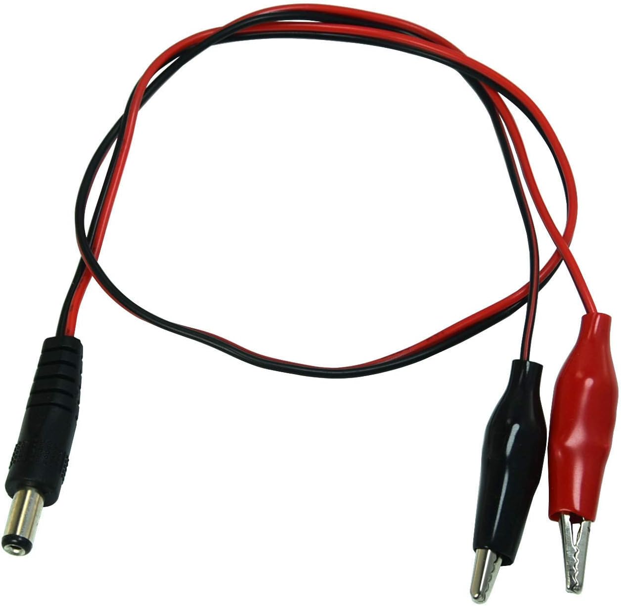 2 PCS 5.5x2.1mm DC Power Plug Male Connector to Dual Alligator Clip Cable 50cm