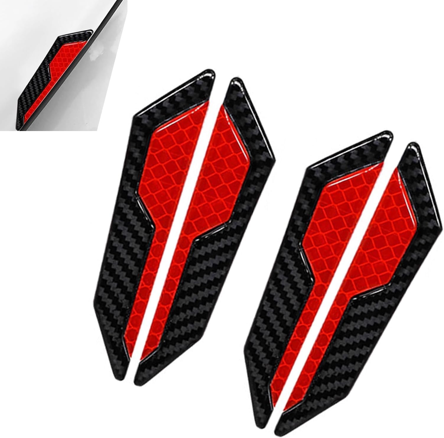 4 PCS Car Door Edge Guard Stickers, Eye-catching Reflective Warning Strip, Thickened Safety Anti-collision Protector, Self-adhesive Paint Guard for Door Wheel Eyebrow Rear Bumper (Red)