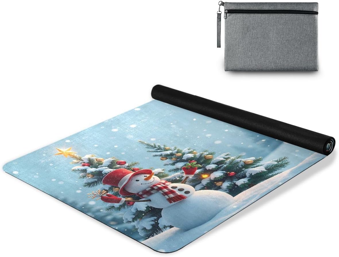 ALAZA Snowman Christmas Tree Yoga Mat Non Slip Fitness Exercise Mat, Workout Mat for Yoga, Pilates and Floor Exercises