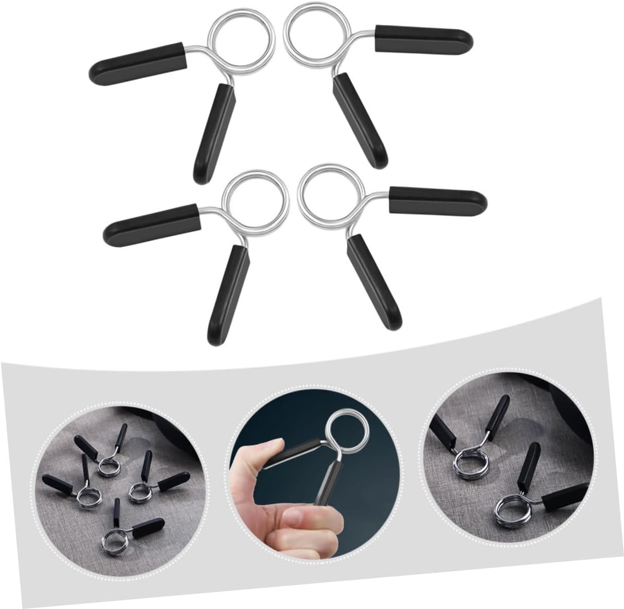 4PCS Barbell Clips Spring Lock Collars for Weightlifting Secure Buckle for Barbell Sturdy Plastic Anti-Slip Design for Gym and Home Workouts
