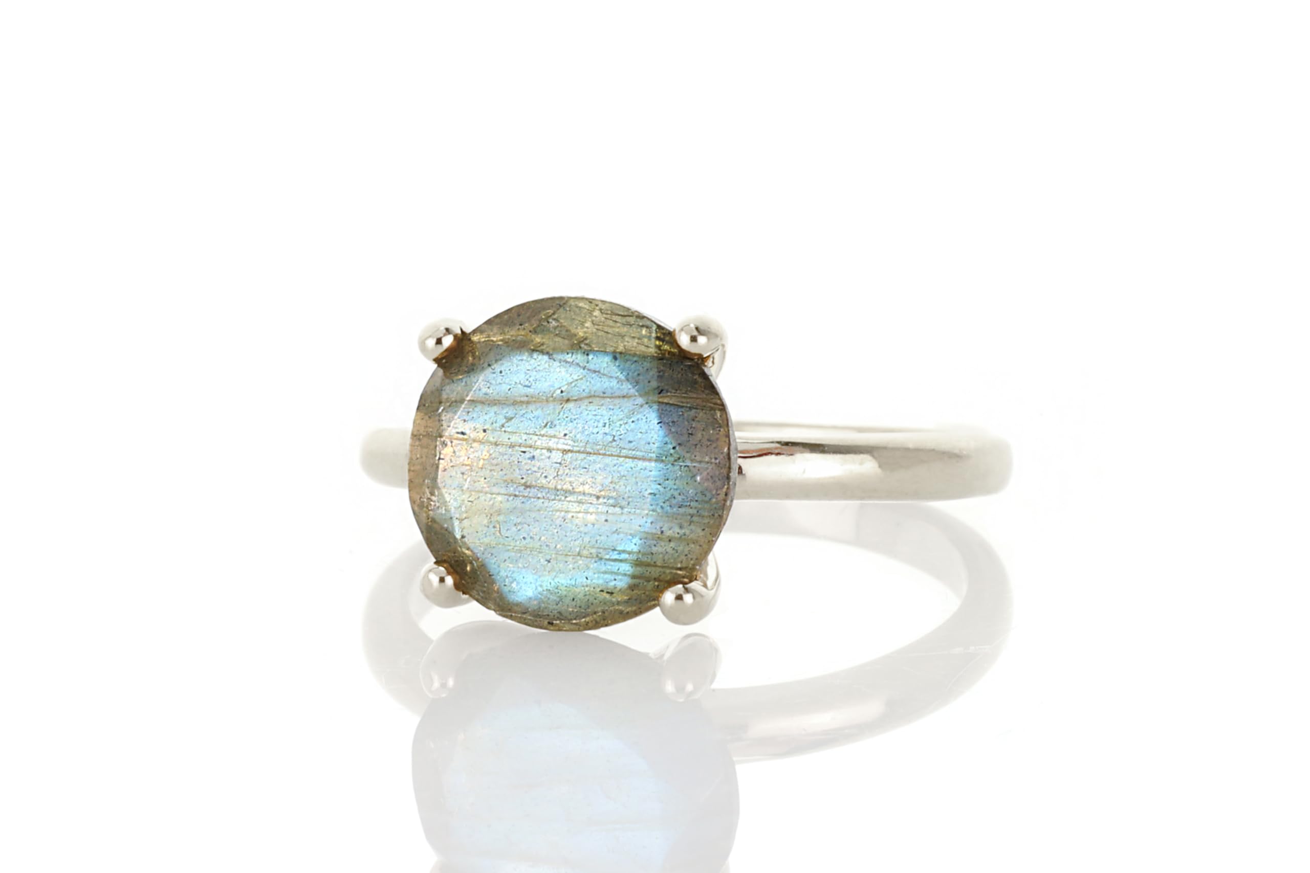 Anelli con Pietre Gemme - Anello in Argento Sterling 925 con Labradorite - Anello da Donna Fatto a Mano per Compleanni, Matrimoni, Anniversari - con Scatola per Gioielli