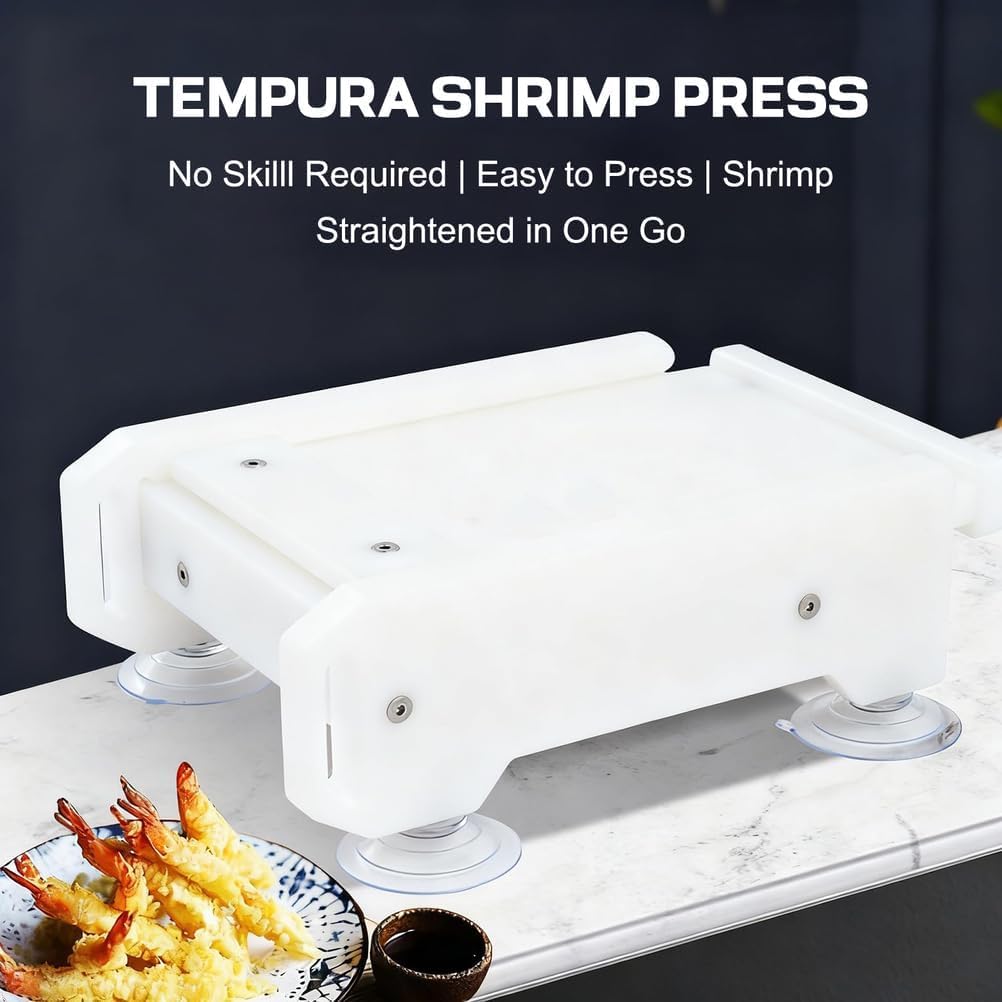 Prensa Portátil Para Tempura De Camarones Tipo Push-pull Con Orificios De Filtro Y 4 Ventosas Para Preparar Tempura Y Sushi.