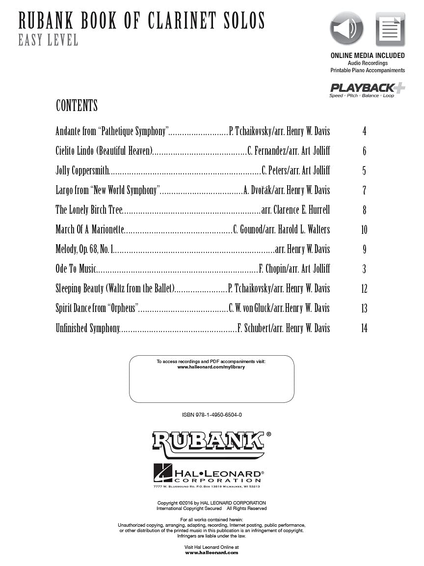 Rubank Book of Clarinet Solos - Easy Level: Book with Online Audio (Stream or Download)