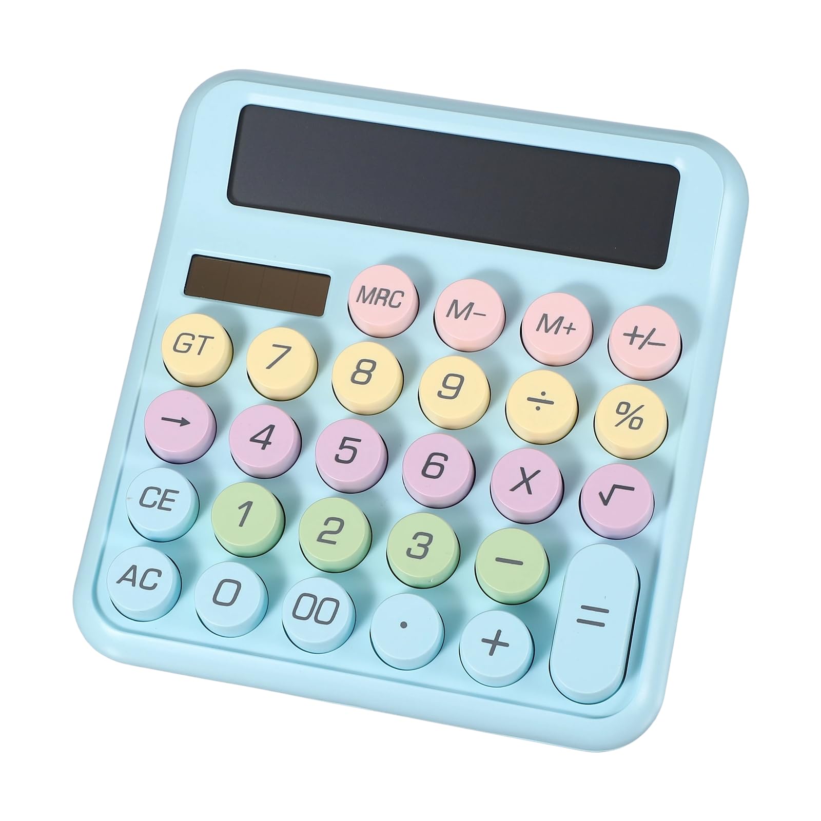 PATIKIL Cute Calculator, Desk Calculator Basic Big Button 12 Digit Large Display Mechanical AAA Battery Solar Power for Office Supplies Girl Female Woman Gift, Light Blue — image 1