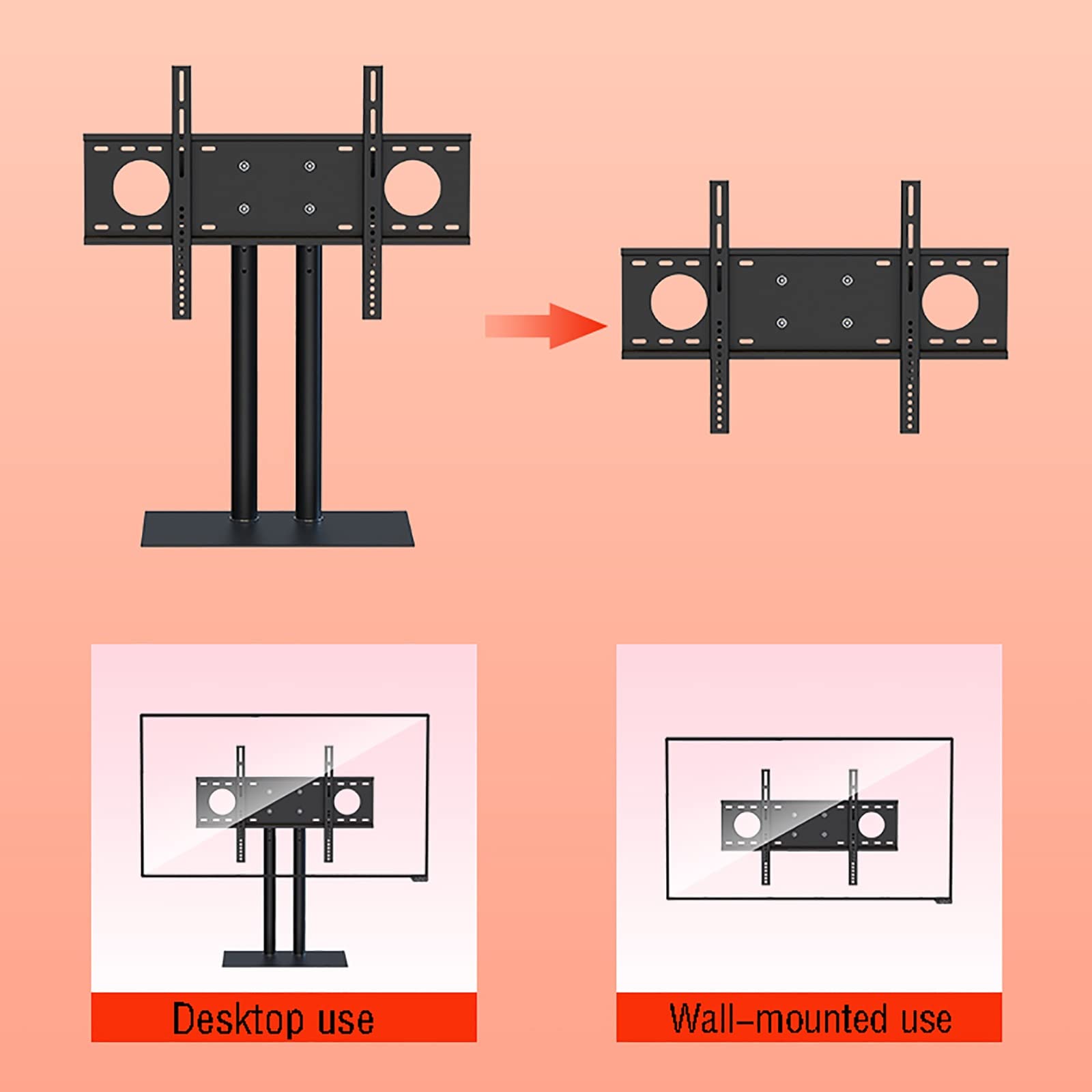 Soporte para TV con base de placa de acero grueso y diseño de doble columna para televisores ultra delgados de 37 a 70 pulgadas