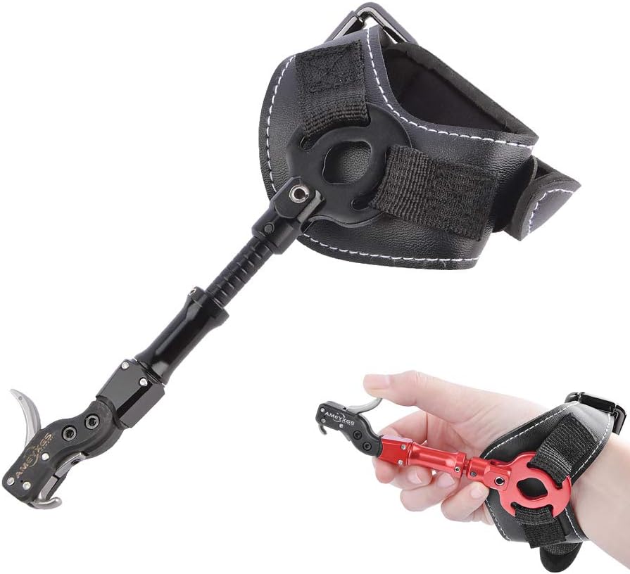 AMEYXGS Archery Compound Bow Release Aid Fully Adjustable Wrist Release Trigger 360 Degree Rotate Quick Release for Left Right Hand Hunting Shooting