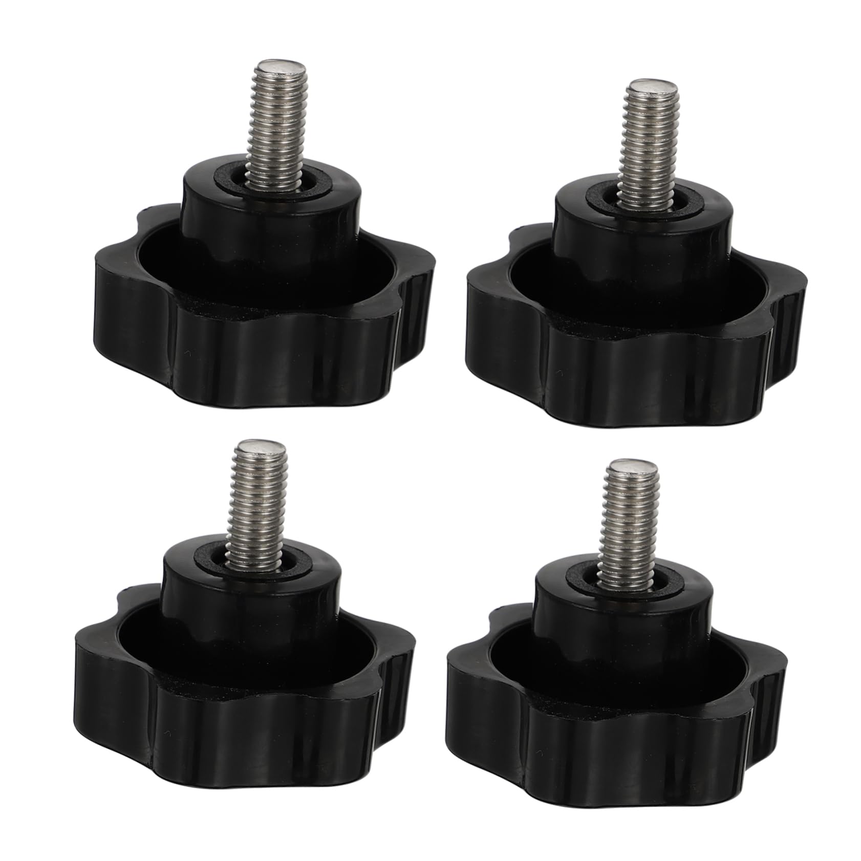 MUCKLILY Star Shape Hand Knobs Set 4pcs Plastic Screw Knobs Stainless Steel Tightening Screws M8 x 16