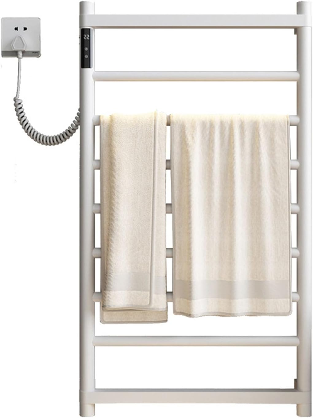 Electric Towel Rack Wall Mounted, Heated Towel Warmer Stainless Steel, Towel Drying Rack for Bathroom with LCD Screen Timer Constant Temperature,Gray,Right Line (White-Right Line