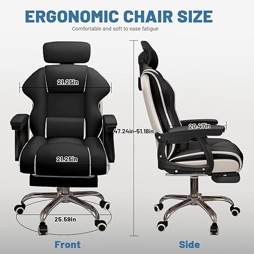 Miniatura 2 de Silla ejecutiva para computadora, silla de escritorio para oficina en casa, ángulo ajustable, ergonómica, de altura ajustable, sillas de piel