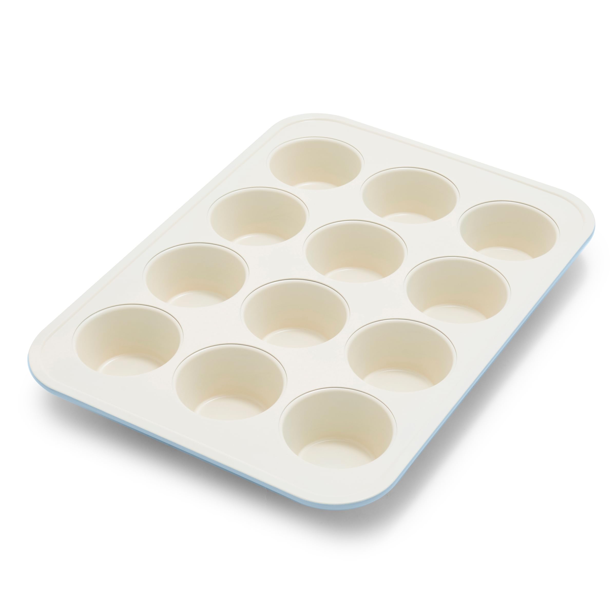 GreenLife 12-Cup Muffin Pan, PFAS-Free Healthy Nonstick Baking Tray, 11.4" x 1.9" x 15.9", Durable Ceramic Bakeware, Cupcakes, Egg Bites, Tarts, Brownies, Blue Haze
