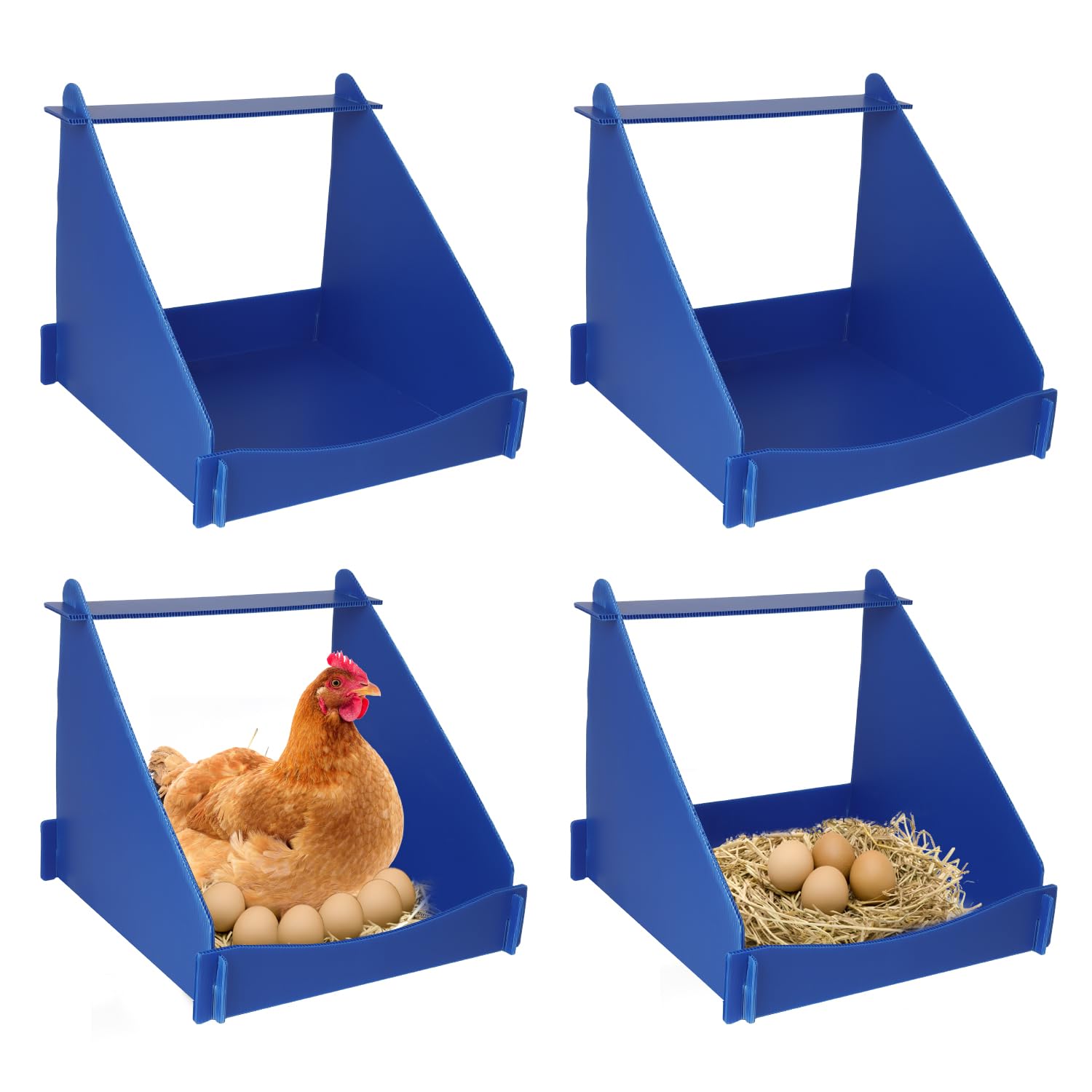 Ayuanb 4 Pack Nesting Boxes for Chickens, Chicken Nesting Box for Laying Eggs, Durable Chicken Laying Nest Box for Hens, Ducks and Poultry,Blue