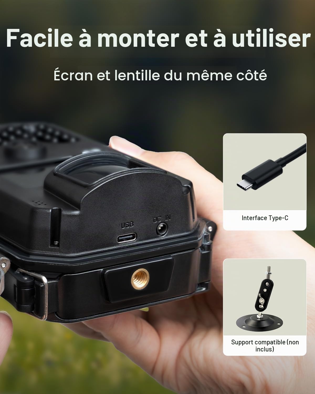 WOLFANG Caméra de Chasse 4K 48MP avec 36 LED IR 940 nm Activée Vision Nocturne Étanche IP66 Caméra Chasse pour la Surveillance de la Faune et du Jardin