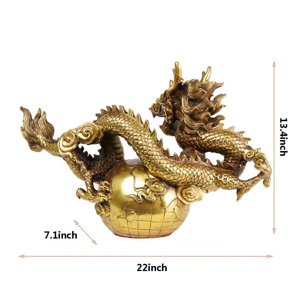 Feng Shui-Ornamente aus reinem Messing, chinesische Fengshui-Drachenstatue, Glücksbringer, Reichtumssymbol, Glücksfigur, Heimdekoration für den Erfolg