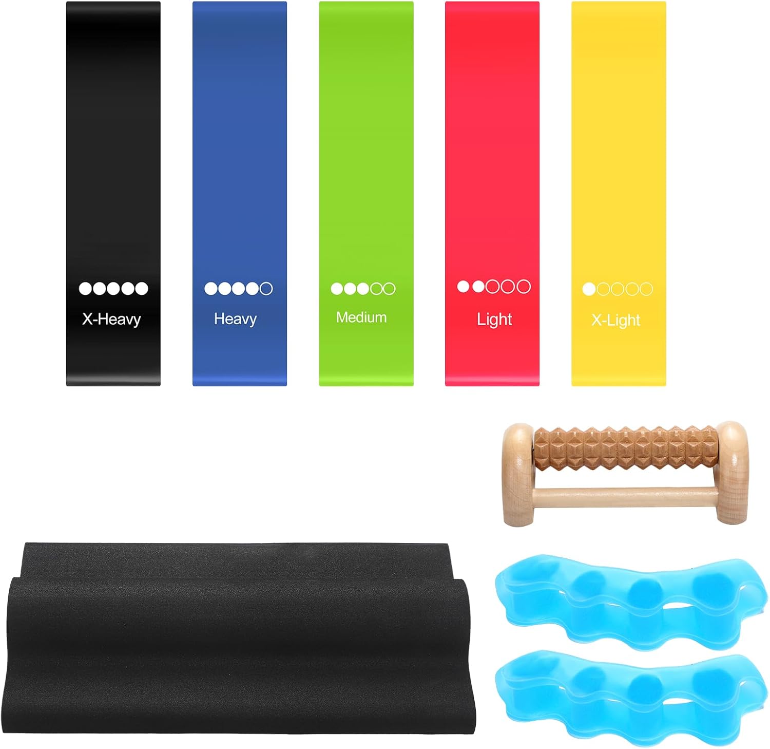 AceOrbit 8 Pcs Toe Exercise Kit Includes Toe Stretcher Bands Toes Separators Foot Stretcher Pad and Foot Roller Relief Set for Bunions Hallux Valgus Corrector Heel Spurs Tendonitis