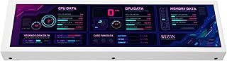 Generic PC Sensör Panel Ekranı, Ayarlanabilir Parlaklık Enerji Tasarrufu 8.8 inç IPS DIY -TEME 1920x480 60Hz Bilgisayar Temp Monitörü Oyun Için (WHITE)