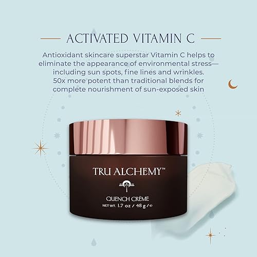 Miniatura 3 de Tru Alchemy Quench Crème - Hidratante facial diario  Ácido hialurónico, vitamina C y bakuchiol (mejor que el retinol)  Crema facial hidratante