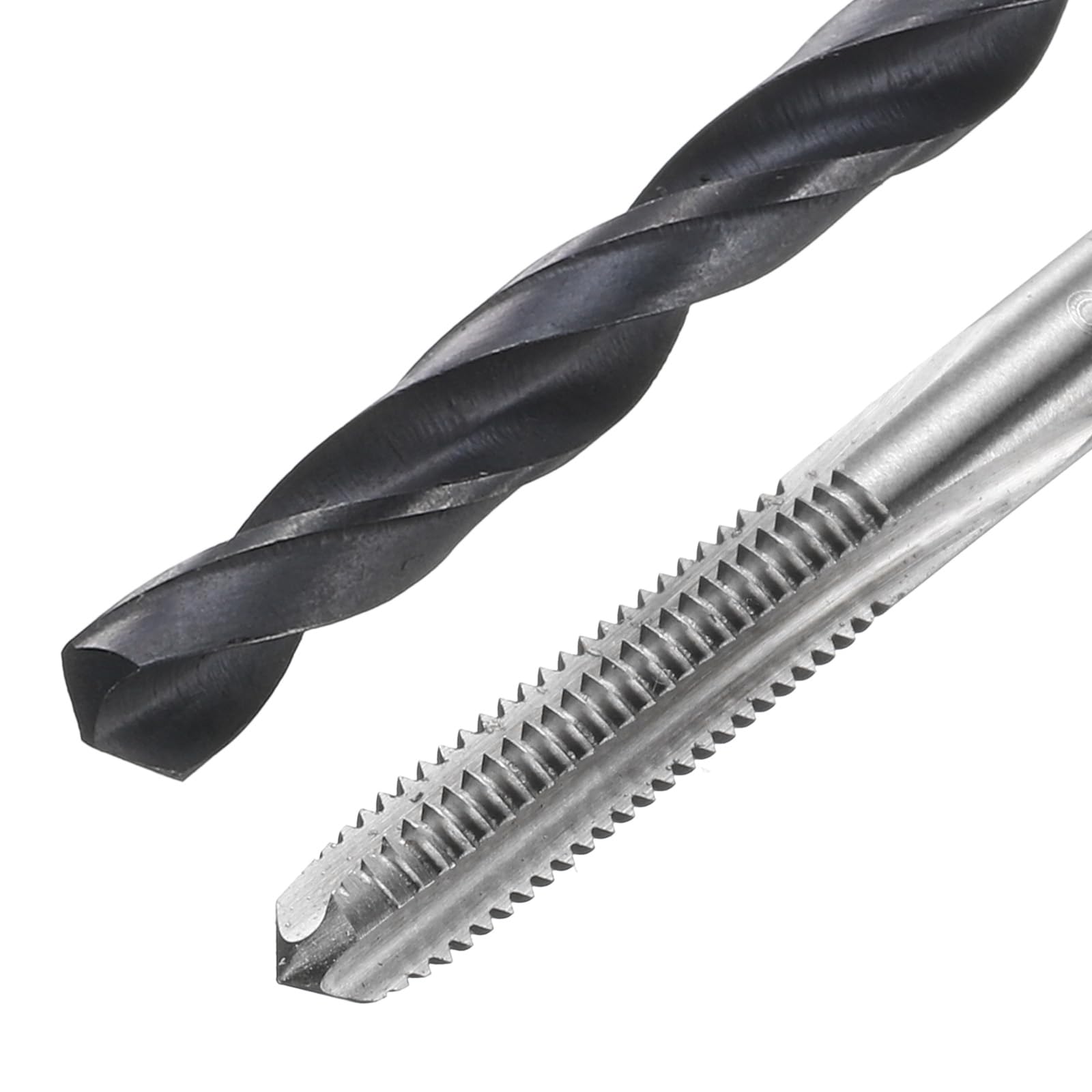 Set di maschi e punte da trapano, 2 maschi per filettatura metrica a scanalatura dritta M5 x 0,8 e 2 punte elicoidali da 4,2 mm, kit di utensili per filettatura HSS-6542 in ossido nero/non rivestit