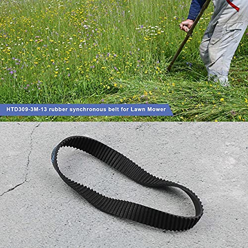 The Lord of the Tools 2x Mower Drive Belt Rubber Black 3mm Pitch 13mm Width 103 Toothed 309mm Circumference Closed Loop Timing Belt Compatible with MacAllister MGTP1000 Lawnmower - Image 4