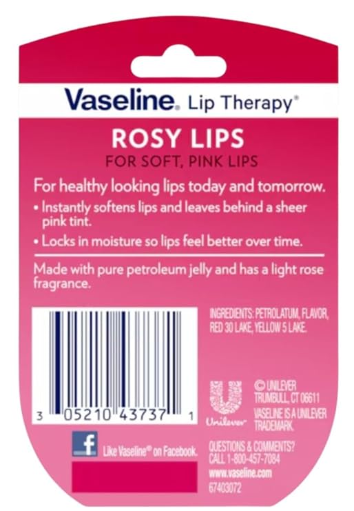 Vaseline Lip Therapy, Rosy Lips 1 ea (Pack of 6)
