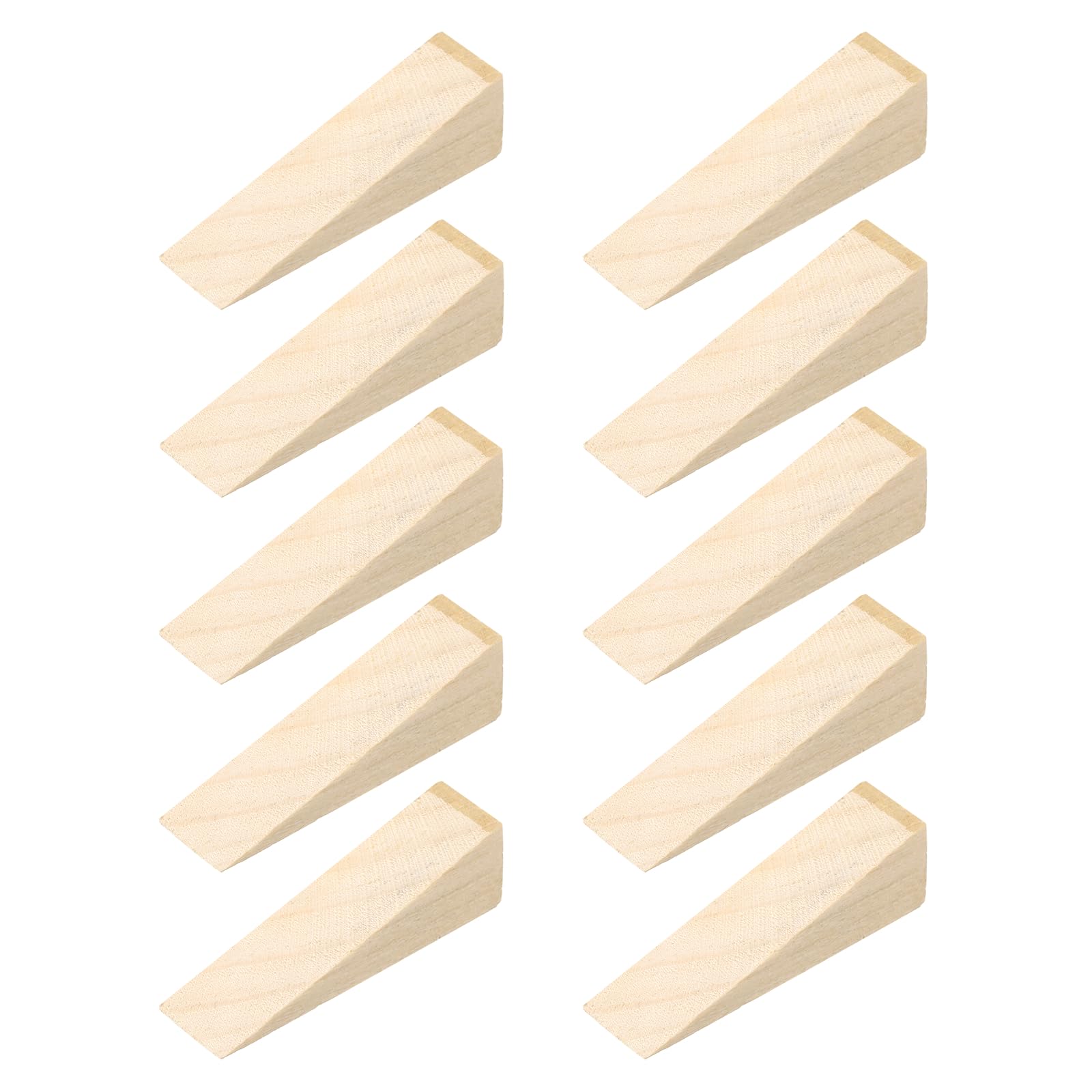 sourcing map 10Pcs Wooden Door Stopper, 70 x 20 x 20mm Non-Slip Solid Wood Door Wedges Triangle Wooden Doorstop Blocks for Chair Caning Home Office Floor