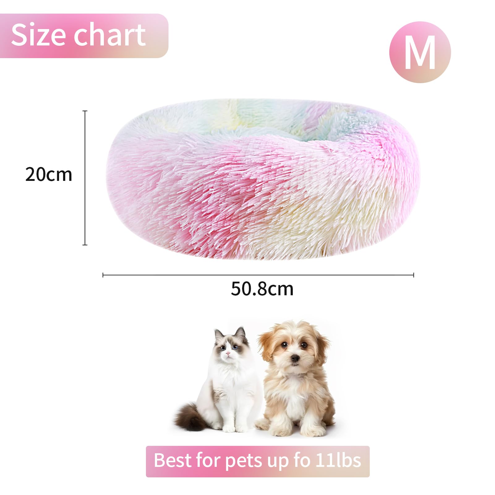 NAKIHOUSE Dog Bed Cat Bed, Round Plush Pet Bed, Soft - Image 3