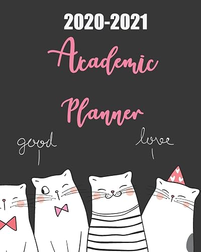2020-2021 Academic Planner: Happy Cats, 24 Months Academic Schedule With Insporational Quotes And Holiday.