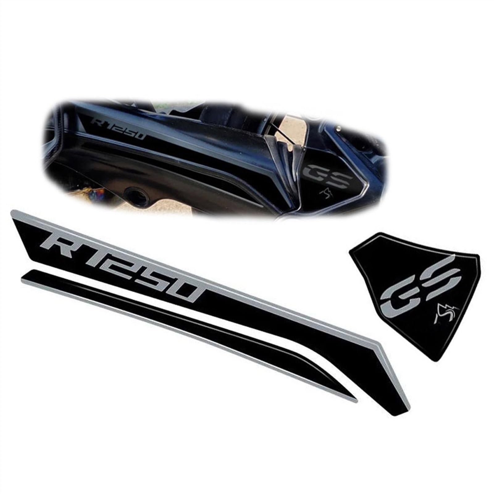 Motorbike Sticker Motorcycle Sticker Swingarm Protection Decal for BMW R 1250 GS Adventure 2019-2023 (Color : Black- Silver)