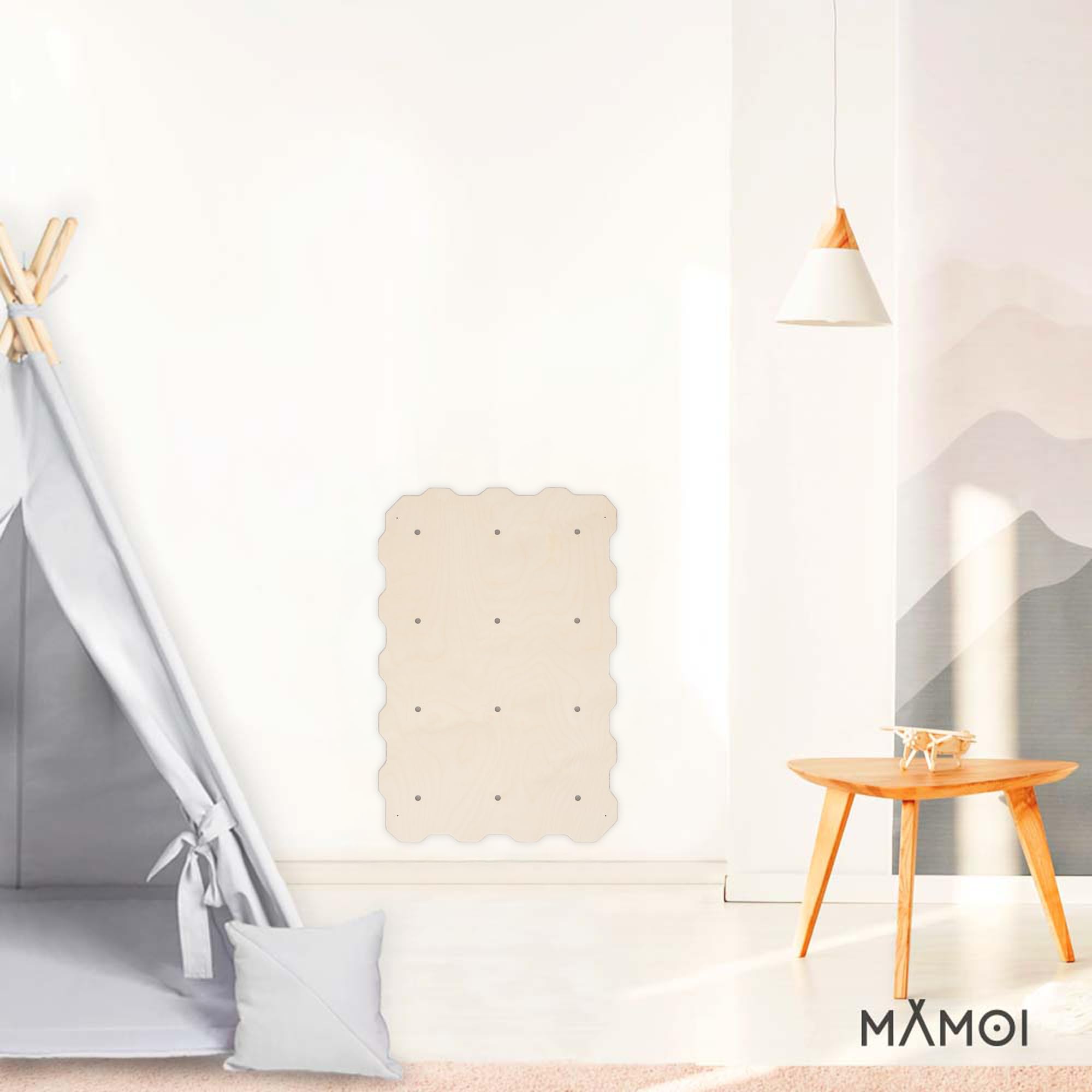 MAMOI® Muro de Escalada para niños | Muro de Escalada para habitación de Madera Natural o Madera de Yarn | Pared de Escalada sostenible | Muro de Escalada para niños con Asas | 100% Eco