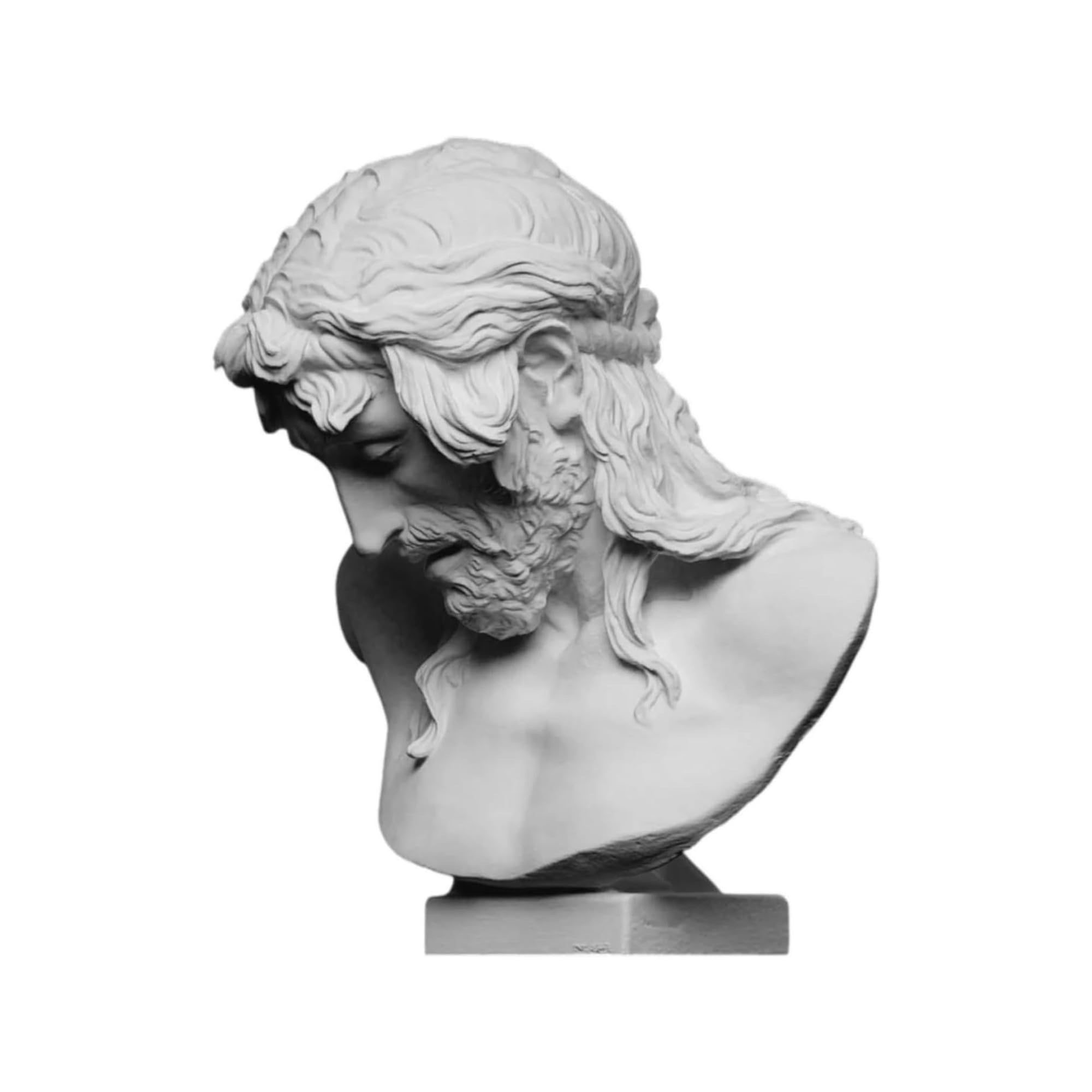 Escultura de busto de Jesús, estatua de alabastro blanco, arte religioso, cristiano, cabeza de Cristo, 20,30 cm