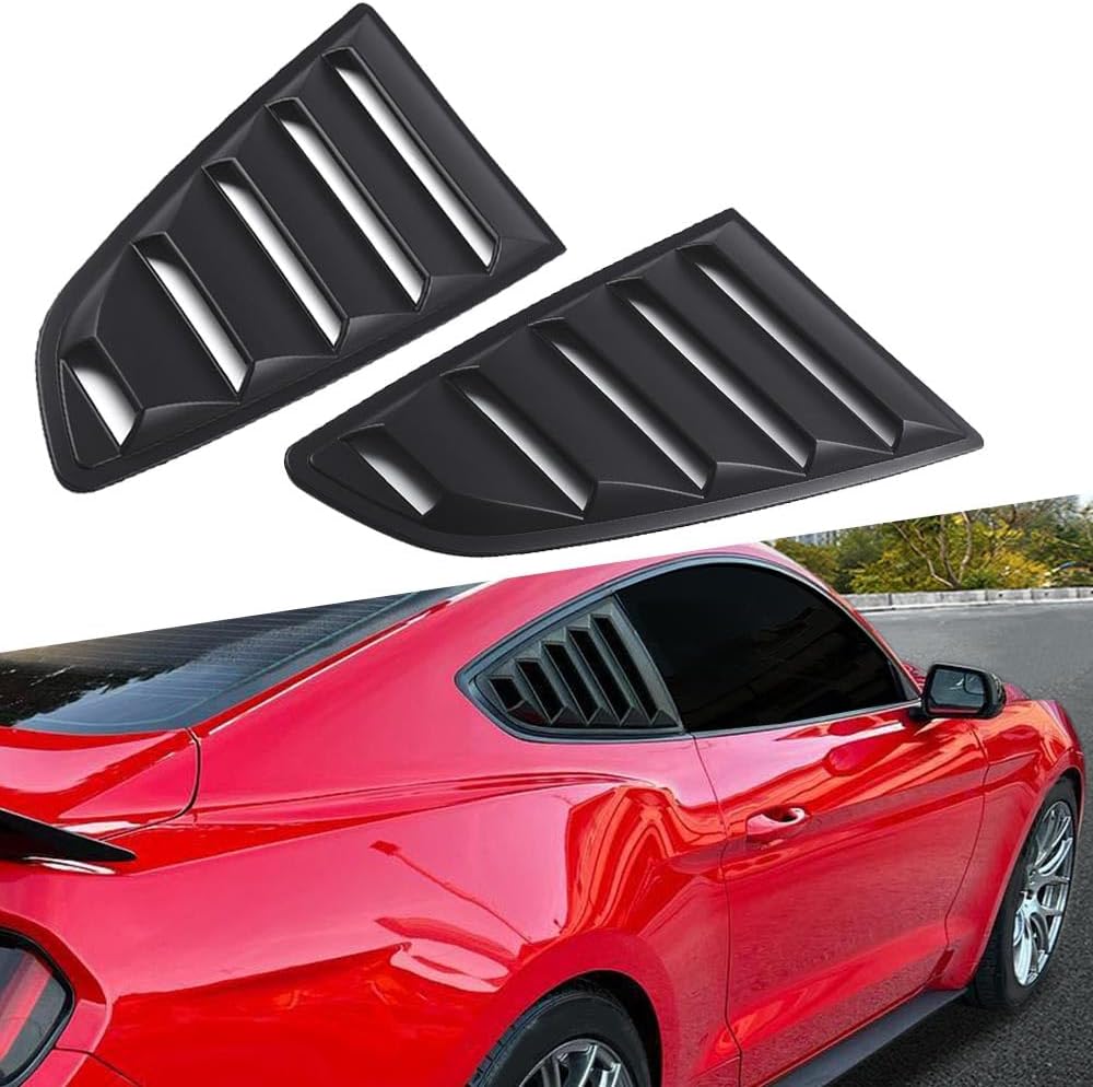 Side Quarter Window Louvers Scoops Compatible with Ford Mustang 2015-2017 Matte Black