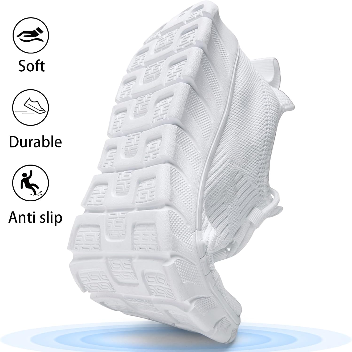 Men Tennis Shoes Running Shoes - Gym Sneakers Shoes Walking Workout Shoes Non Slip Walking Athletic Slip on Breathable Mesh Comfortable Lightweight Casual Fashion Sports Shoes White 12 - Image 7