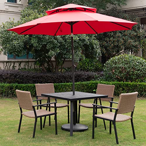 C-Hopetree CHTFSDT Outdoor Dining Table With Umbrella Hole For Outside Patio, Metal, Square thumb #5
