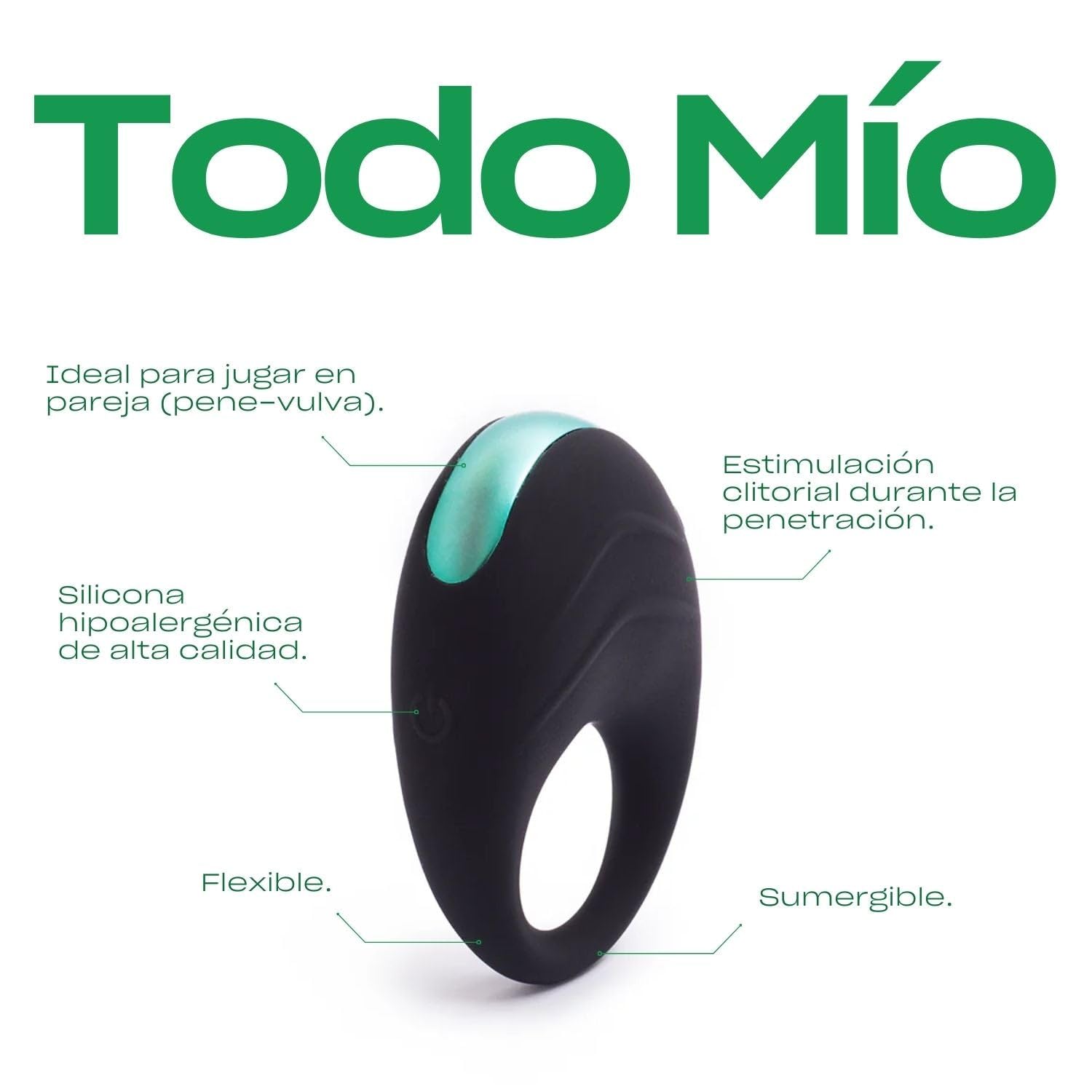 Platanomelón - Anillo Vibrador con 3 Velocidades y 7 Modos, Juguetes Eróticos para Pareja - Todo Mío Negro