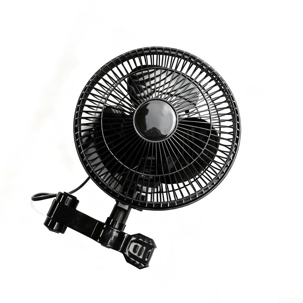 Ventilateur à clip oscillant réglable pour tente de culture - Rotation à 90° - Inclinaison à 120° - Montage facile sur poteau pour 1,5 à 2,5 cm - Construction silencieuse en ABS - 33 x 22 cm - Noir