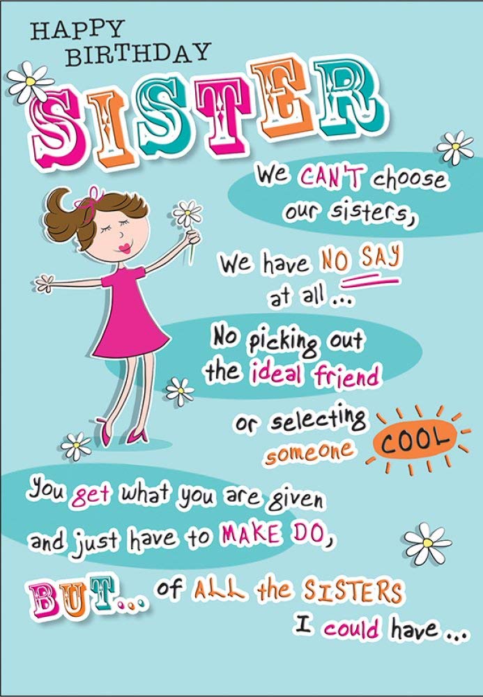 Piccadilly Greetings Traditional Birthday Card Sister - 9 x 6 inches