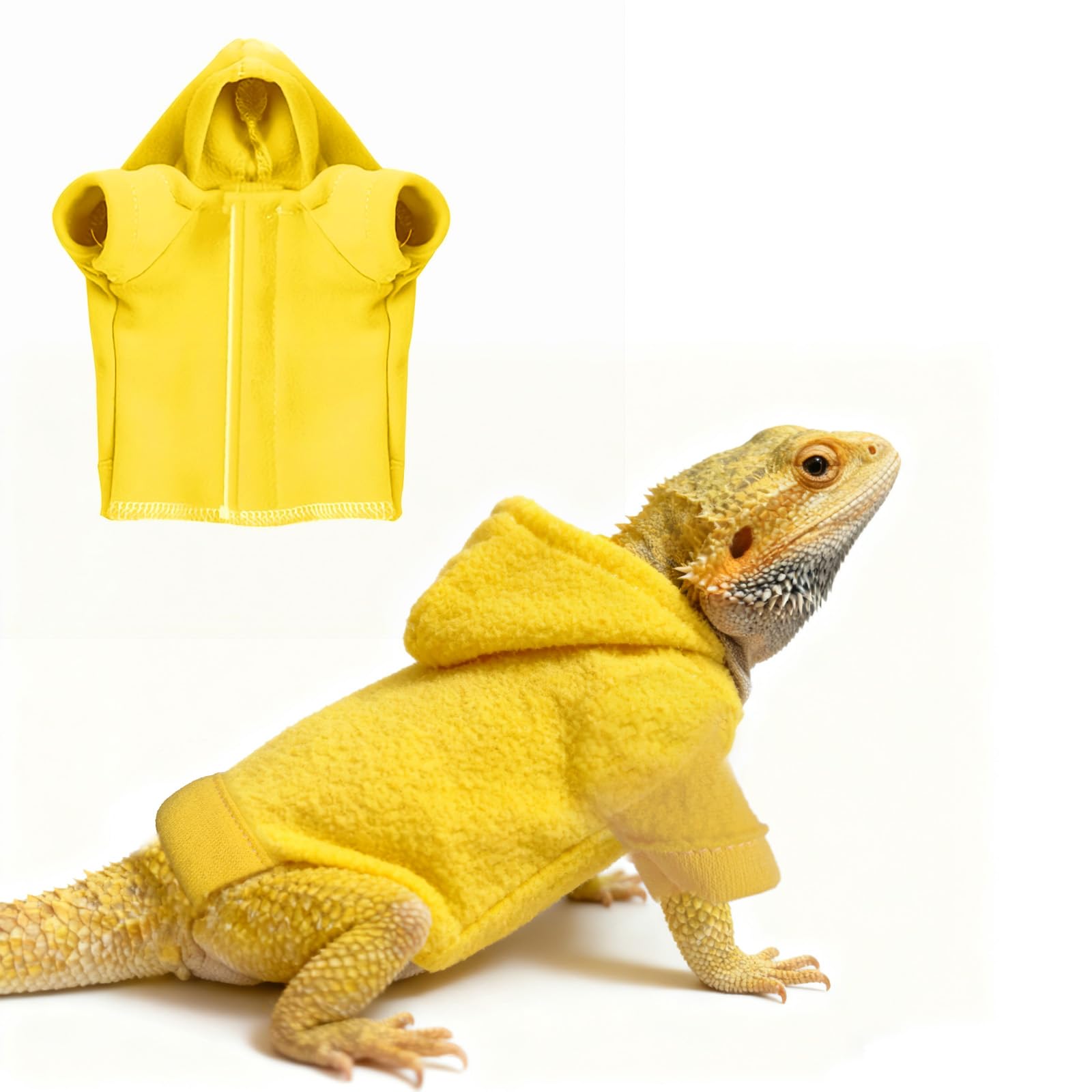 CQJ Lizard Clothes for Bearded Dragons Reptile Apparel Handmade Cotton Material Hoodies Gift for Lizards, Bearded Dragons, Crested Geckos, and Chameleons (yellow) โ image 1
