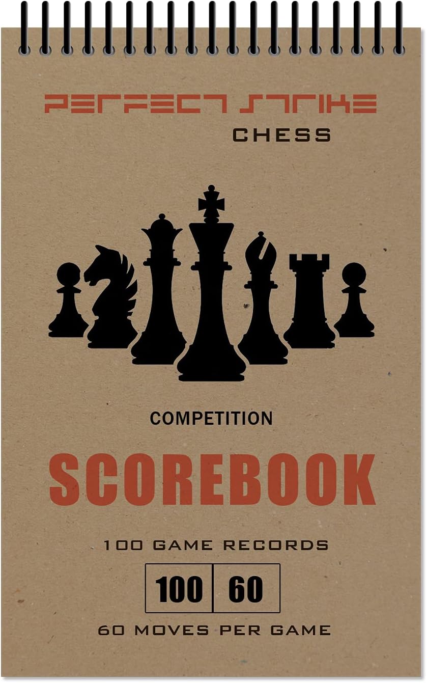 Perfect Strike Chess SCOREBOOK with Rules and Scoring Instructions. Heavy Duty. Practice and Competition. (5.5" x 8.5") TS-100:60 (100 Games per Book)