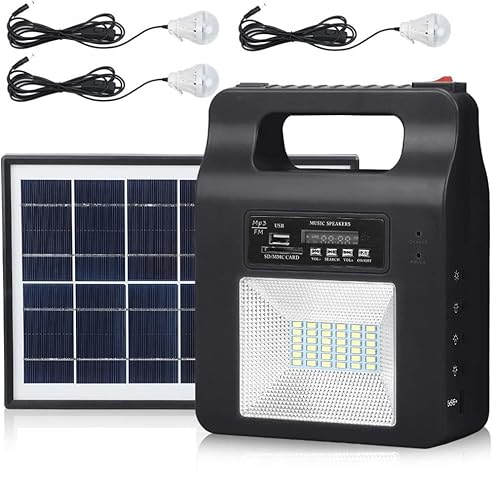 VRBFF Kit De Iluminación De Generador Solar Portátil, Sistema De Generador Eléctrico con Energía Solar De 6000 MAh con Paneles Solares, para Acampar Al Aire Libre En El Hogar Respaldo De Emergencia