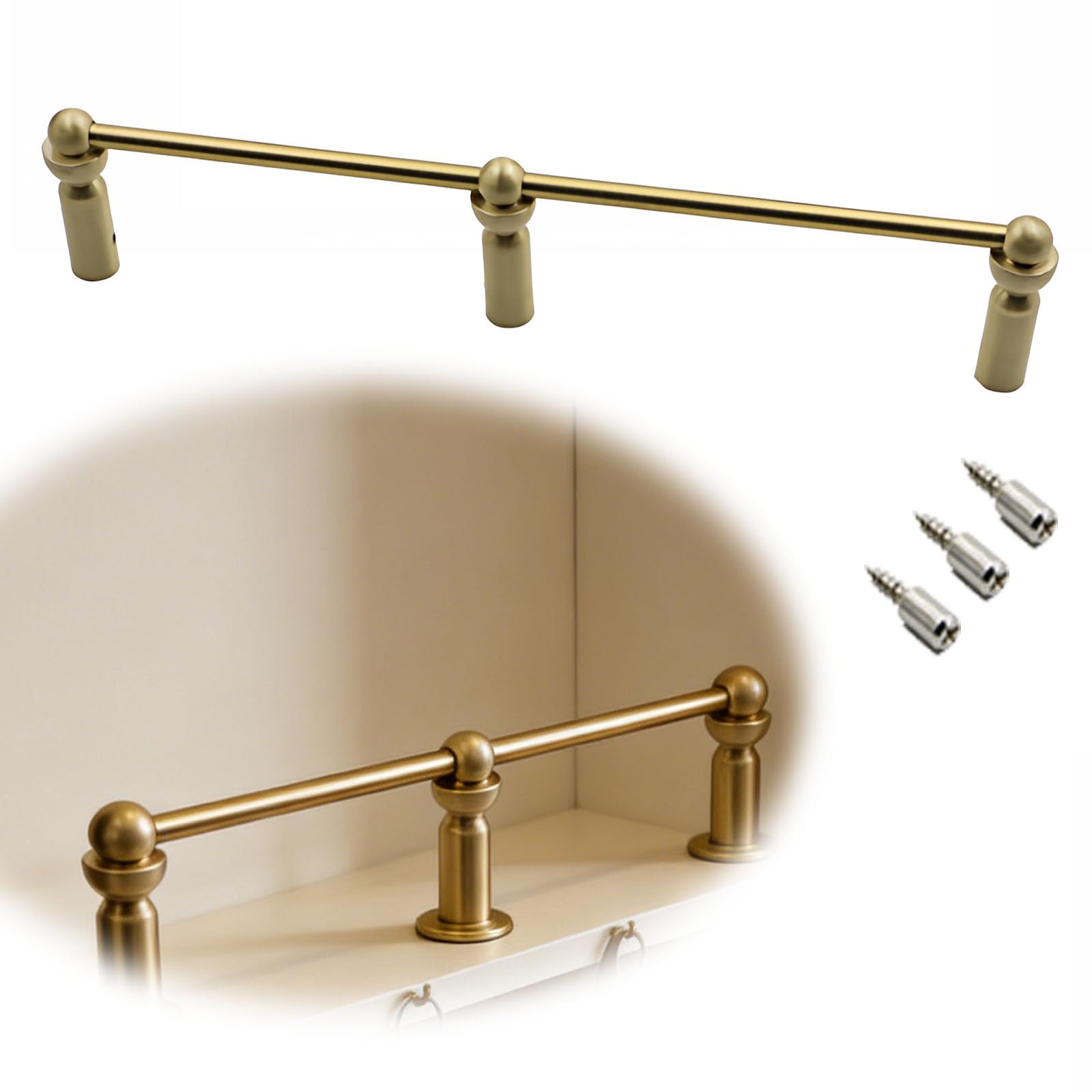 SaryEdge Customizable Solid Brass Shelf Guard Rail - Elegant Tipping Prevention Rod for Kitchen Bookshelves Cabinets & Display Shelves,Style a-28in/71cm,Style a-28in/71cm
