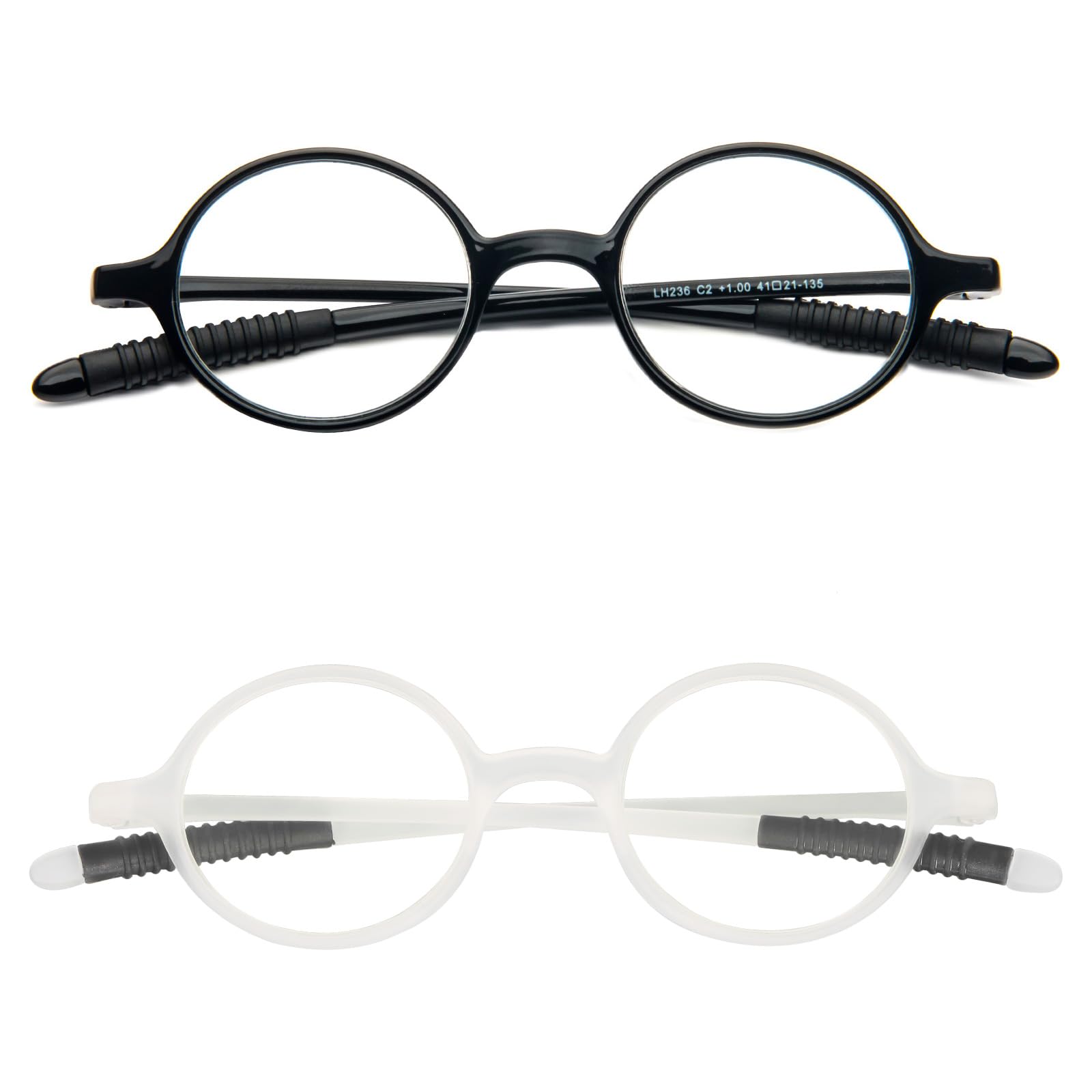 KoKoBin Retro Lesebrille Herren und Damen runde Lesehilf Sehhilfe Brille TR90 Vollrahmenbrille