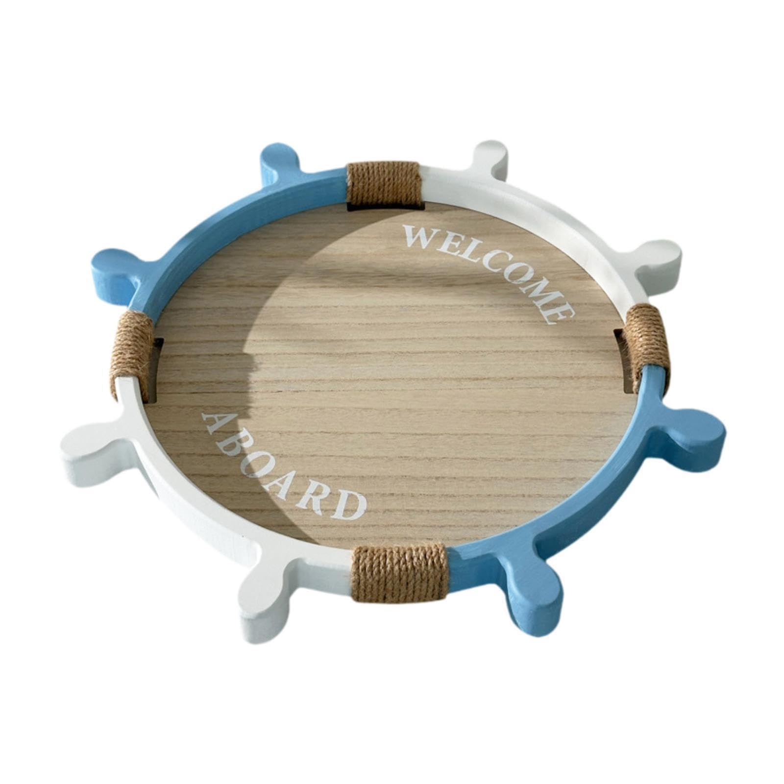 KIXZSAZ Serving Tray Ship Steering Wheel Shape Decorative Functionality Parties Bar Tables Convenient Storage Coffee Table Tray Wooden Vanity Multipurpose