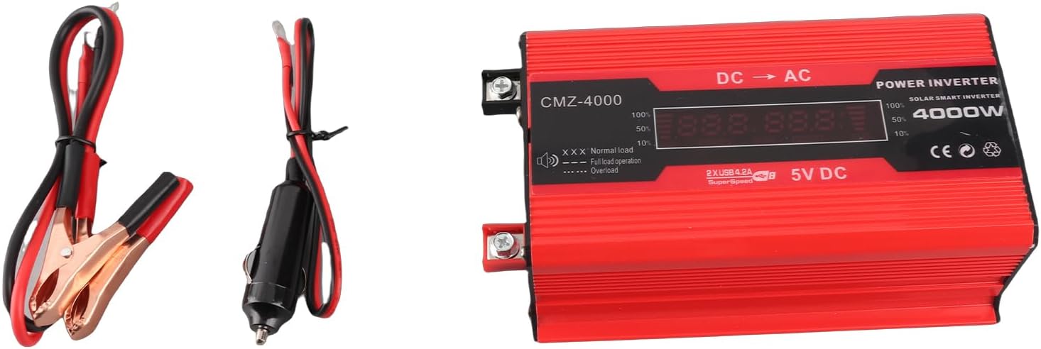 4000W Peak 300W Rated Modified Sine Wave Power Inverter DC 12V to AC 220V Converter with LED Display, 2 USB Ports and AC Outlet for Car RV Camping (220V)