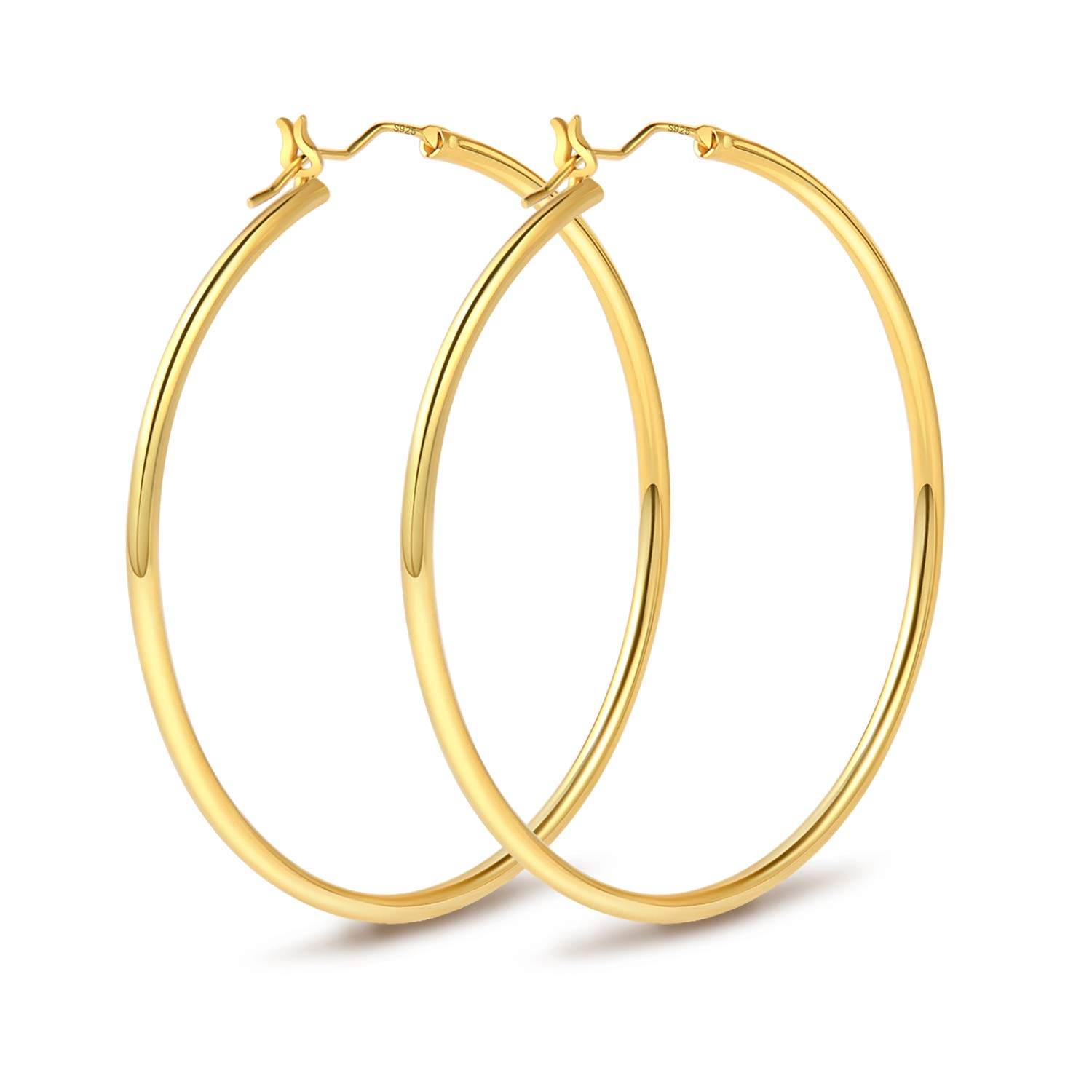 STROLLGIRL | 18k Gold Plated Sterling Silver Hoop Earrings for women| Big Thin Lightweight Gold Plated Hoop Earring