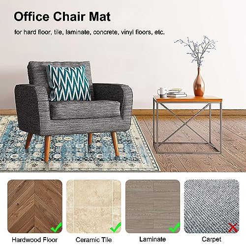 Anidaroel Home Office Chair Mat for Hardwood Floor, 36\"x48\" Office Chair Rug Protector for Rolling Chair, Computer Gaming Chair Mat, Low Pile Carpet Floor Chair Mat - Thumbnail 3