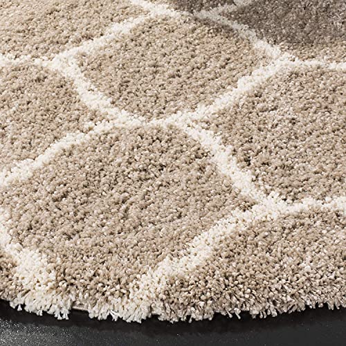 Image of Modern Plush Area Rug for Bedroom Living Room Home Decor (8x8 Feet Round, Beige|Ivory)