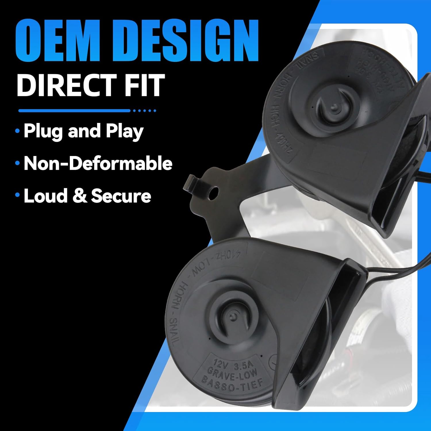 Horn Assembly with Bracket Compatible with 2015-2024 F-150 Expedition 2014-2020 Chevy Silverado Tahoe Replace FL3Z-13832-C FL3Z-13832-A FL3Z-13832-B