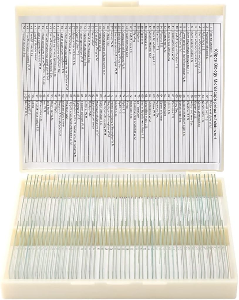 ZTBH Microscope Accessories Kit 100PCS/Set Biological Glass Sample Prepared Basic Tissues Science Specimen Cover Slips Microscope Slides