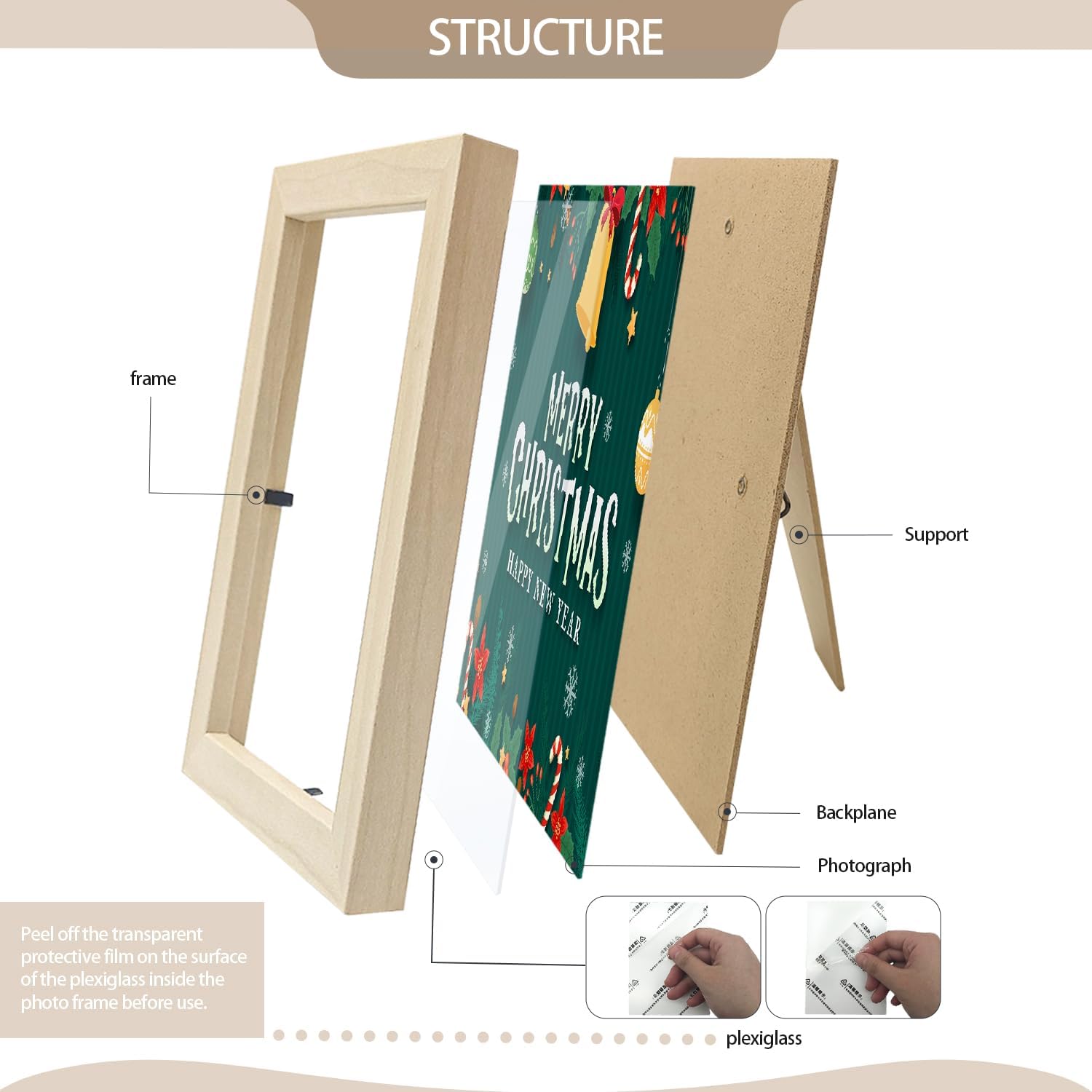 Set of 50 Picture Frame Bulk Photo Frames Wall Mounting Simple Photo Frames Multi Picture Frames for Wall or Tabletop, 4X6 Inch Natural