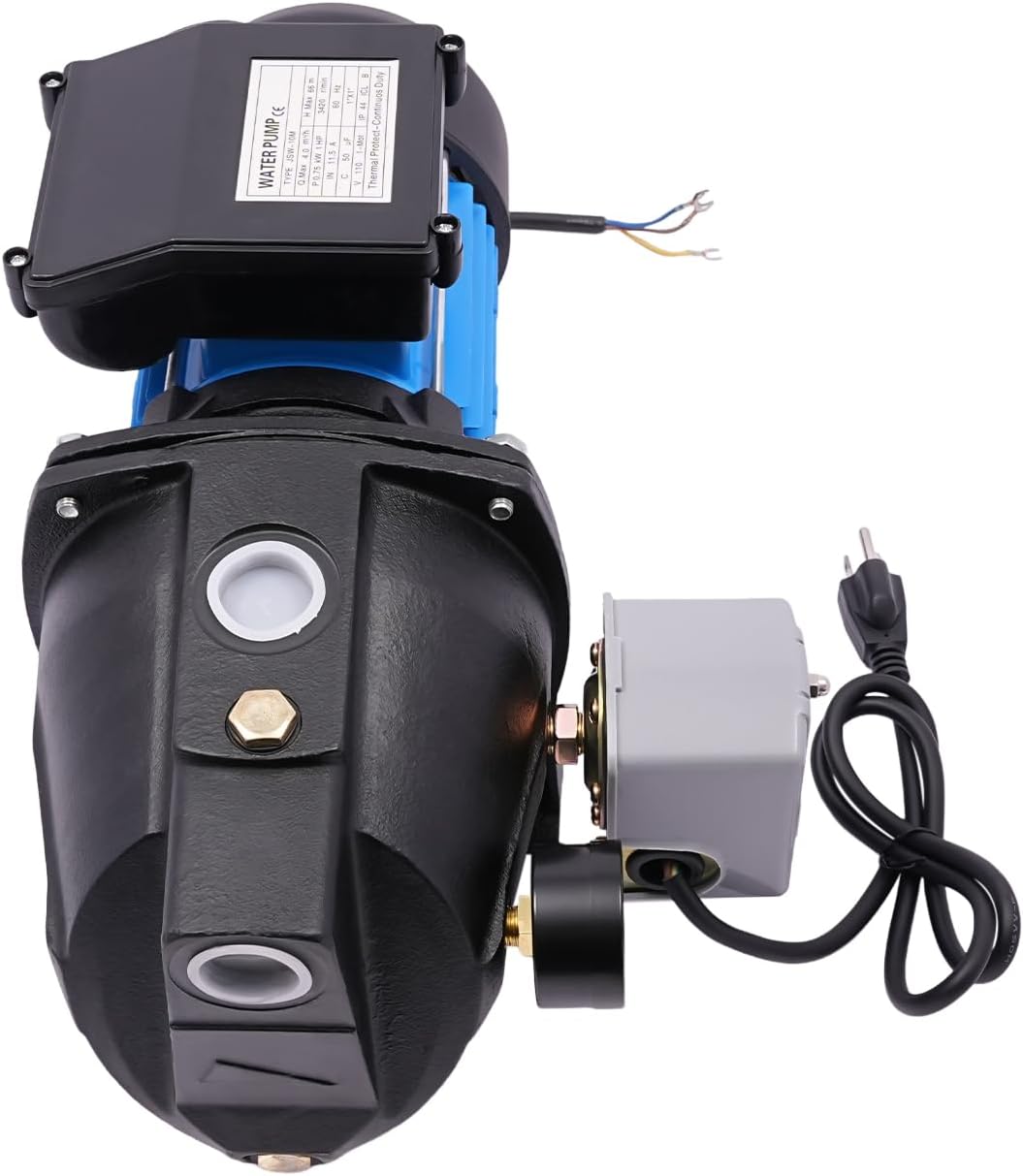 1 HP Shallow Well Pump with Ejector Kit - Cast Iron Jet Water Pump, Well Depth Up to 25ft, Automatic Pressure Switch, 110V Water Transfer Pump for Farm Lawn Garden (1 HP)